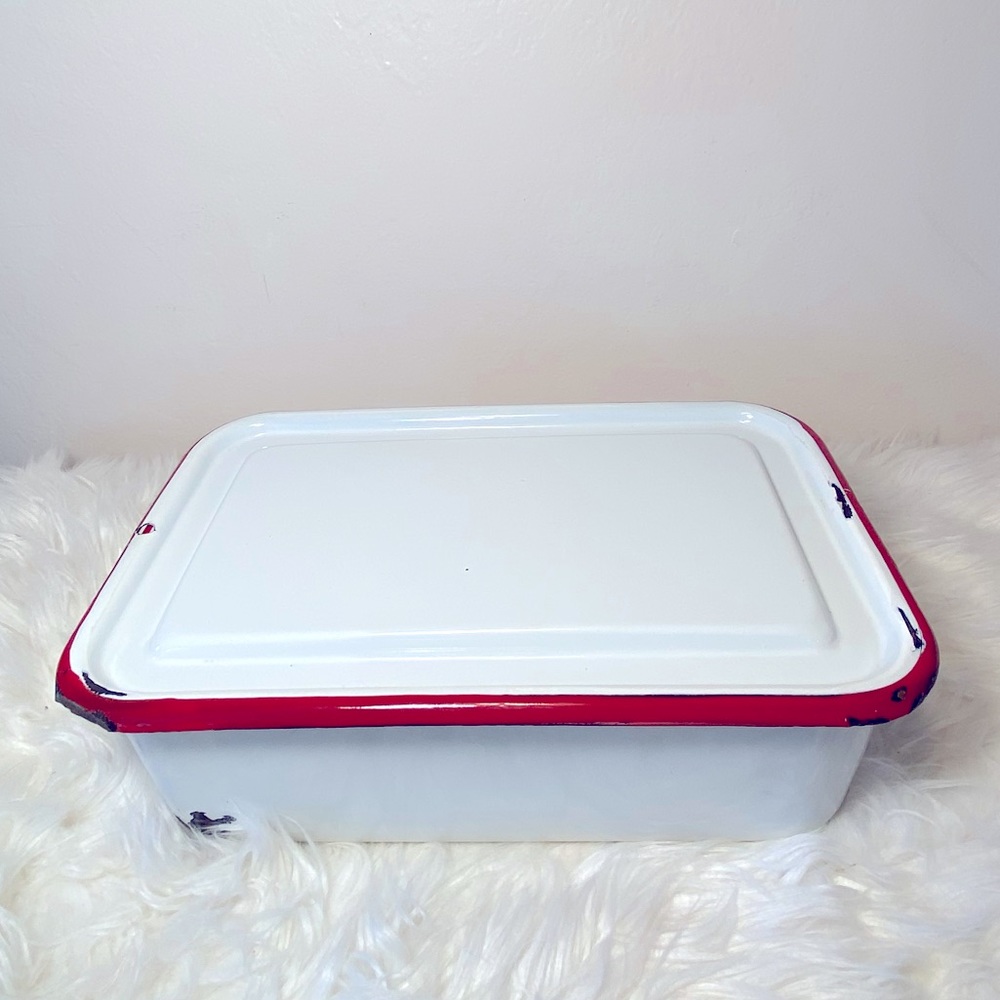 Vintage enamel metal refrigerator/ bread box